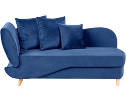 BELIANI MERI II - Chaise longue - Marineblauw - Linkerzijde - Fluweel