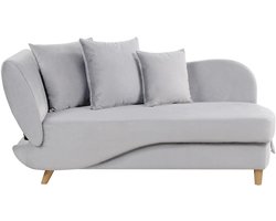 BELIANI MERI II - Chaise longue opberg - Lichtgrijs - Linkerzijde - Fluweel