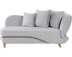 BELIANI MERI II - Chaise longue opberg - Lichtgrijs - Rechterzijde - Fluweel