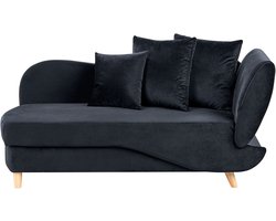 BELIANI MERI II - Chaise longue - Zwart - Rechterzijde - Fluweel