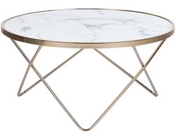BELIANI MERIDIAN II - Salontafel - Wit/Goud - Veiligheidsglas