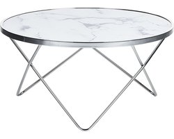 BELIANI MERIDIAN - Salontafel - Wit/Zilver - Veiligheidsglas