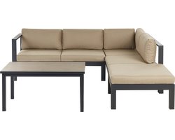 BELIANI MESSINA - Loungeset voor 5 - Zandbeige/Zwart - Aluminium