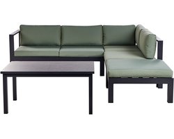 BELIANI MESSINA - Loungeset voor 5 - Zwart/Groen - Aluminium
