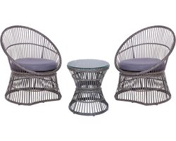 BELIANI MESYNA - Bistro set - Taupe - PE rotan