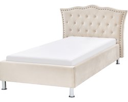Beliani METZ - Eenpersoonsbed - Beige - Fluweel
