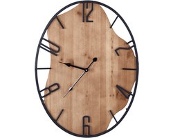 BELIANI MEYNES - Wandklok - Lichthout/Zwart - Ijzer