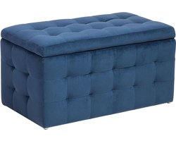 BELIANI MICHIGAN - Ottomaan - Donkerblauw - Fluweel