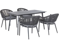 BELIANI MILETO - Tuinset voor 4 - Donkergrijs - Aluminium