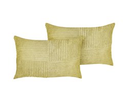 BELIANI MILLET - Sierkussen set van 2 - Olijfgroen - 50 x 30 cm - Corduroy