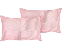 BELIANI MILLET - Sierkussen set van 2 - Roze - 50 x 30 cm - Corduroy