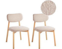 BELIANI MILLS - Eetkamerstoel set van 2 - Lichthout/Lichtbeige - Rubberhout
