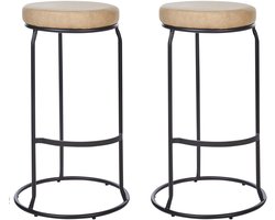 BELIANI MILROY - Barkruk set van 2 - Beige - Kunstleer