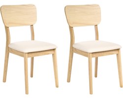 BELIANI MINIER - Eetkamerstoel set van 2 - Lichtbruin/Lichtbeige - Rubberhout