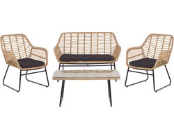 Beliani MINORI - Loungeset voor 4 - Beige - PE rotan