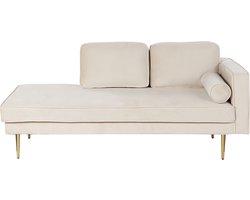 BELIANI MIRAMAS - Chaise longue - Beige - Rechterzijde - Fluweel