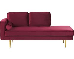 BELIANI MIRAMAS - Chaise longue - Donkerrood - Linkerzijde - Fluweel