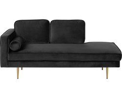 BELIANI MIRAMAS - Chaise longue - Zwart - Linkerzijde - Fluweel
