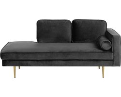 BELIANI MIRAMAS - Chaise longue - Zwart - Rechterzijde - Fluweel