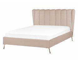 BELIANI MIRIBEL - Tweepersoonsbed - Taupe - 140x200 - Fluweel