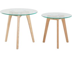 BELIANI MISSOURI - Salontafel set - Lichte houtkleur - Glas