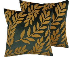 BELIANI MISTLETOE - Sierkussen set van 2 - Donkergroen - 45 x 45 cm - Fluweel