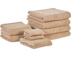 Beliani MITIARO - Handdoek set - Beige - Katoen