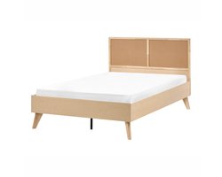 BELIANI MONPAZIER - Tweepersoonsbed - Lichtbruin - 120 x 200 cm - PE rotan