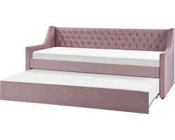 Beliani MONTARGIS - Slaapbank - Roze - Fluweel