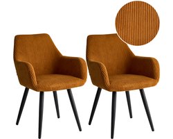BELIANI MORI - Eetkamerstoel set van 2 - Oranje - Corduroy