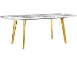 BELIANI MOSBY - Uitschuifbare eettafel - Wit/Goud - 90 x 160/200 cm - MDF