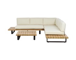 BELIANI MYKONOS - Loungeset voor 5 - Gebroken wit - Acaciahout