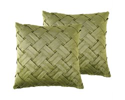 BELIANI NARCISSUS - Sierkussen set van 2 - Olijfgroen - 43 x 43 cm - Fluweel