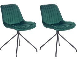 BELIANI NAVASOTA - Eetkamerstoel set van 2 - Smaragdgroen - Fluweel