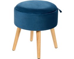 BELIANI NEELY - Hocker - Marineblauw - Fluweel