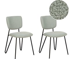 BELIANI NELKO - Eetkamerstoel set van 2 - Lichtgroen - Bouclé