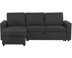 BELIANI NESNA - Hoekslaapbank - Zwart - Rechterzijde - 228 cm - Polyester