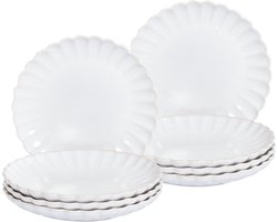 BELIANI NETTLE - Bijzetborden set van 8 - Wit - Steengoed