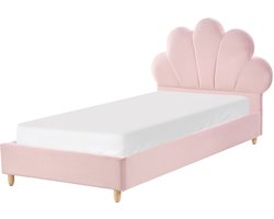 BELIANI NEULISE - Eenpersoonsbed - Roze - 90 x 200 cm - Fluweel