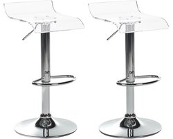 BELIANI NEUM - Barkruk verstelbaar set van 2 - Transparant - Acryl