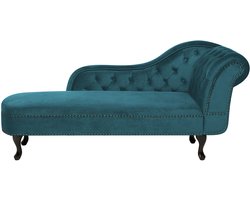 BELIANI NIMES - Chaise longue - Blauwgroen - Rechterzijde - Fluweel