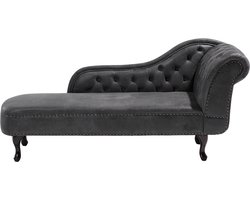 BELIANI NIMES - Chaise longue - Donkergrijs - Rechterzijde - Kunstsuède