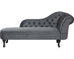 BELIANI NIMES - Chaise longue - Grijs - Rechterzijde - Fluweel