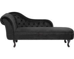 BELIANI NIMES - Chaise longue - Zwart - Linkerzijde - Fluweel