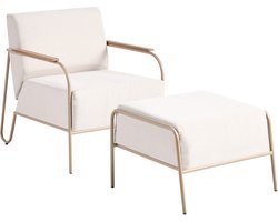 BELIANI NIMIS -Tuinstoel met voetenbank - Beige - Staal/Polyester