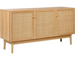 BELIANI NIVO - Dressoir - Lichtbruin - 3 deuren - Hout/Rotan