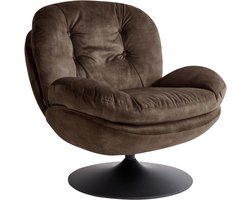 BELIANI NOLVIK - Draaifauteuil - Donkerbruin - Fluweel