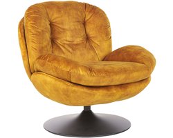 BELIANI NOLVIK - Fauteuil - Mosterdgeel - Fluweel