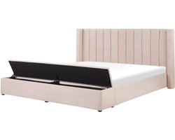 BELIANI NOYERS - Waterbed opbergruimte - Pastelroze - 180 x 200 cm - Fluweel