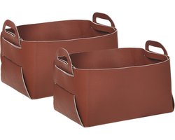 BELIANI NUZI - Opbergmanden set van 2 - Bruin - Kunstleer